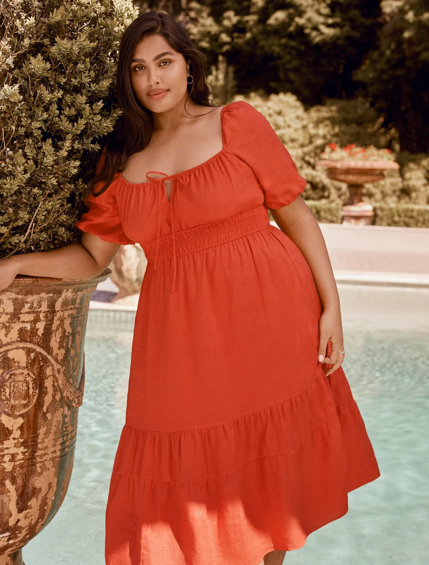 Josephine Curve Tiered Midi Dress